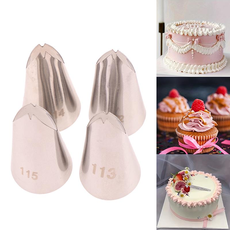 #112 #113 #114 #115 Bladformad Spritstoss 4-delars Set Bakverkstossar För Tårta Grädde Dekoration Bakning DIY