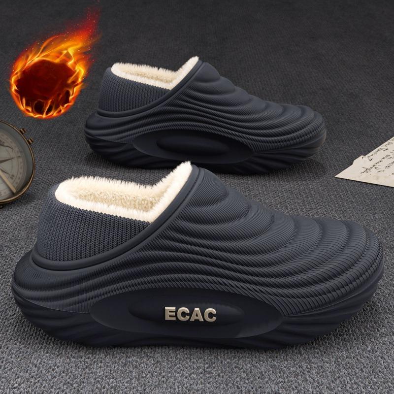 EVA Waterproof Cotton Slippers, Warm and Thick Fleece-lined Women's Shoes for Winter, Thick and Waterproof Cotton Shoes for Men