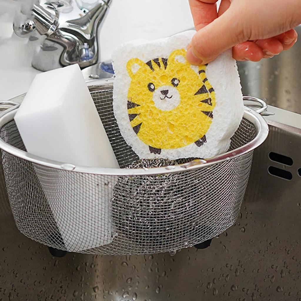 Hanging Sink Basket Corner Strainer Multifunction Quick Drainage Stainless Steel Sponge Holder