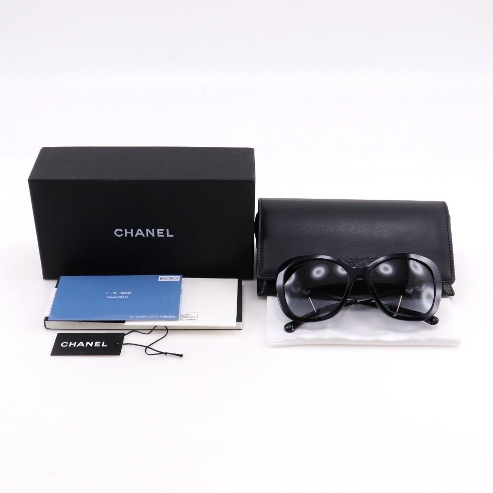 CHANEL COCO Mark sunglasses 5339-H-A black plastic/Fake pearl Women Used