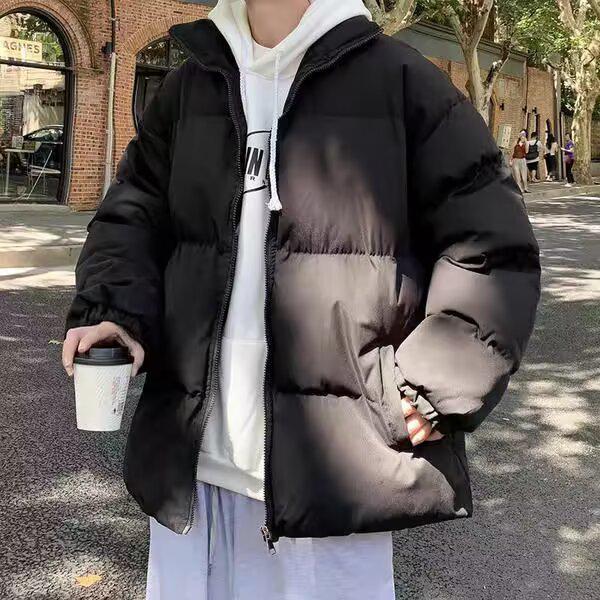 Men s Trendy Cotton Jacket - Winter Casual & Handsome Style, Loose-Fit Hong Kong Design XL чёрный