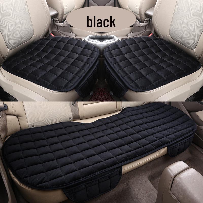 Three-Piece Winter Car Seat Cushion Set - Plush, Warm Cotton Backrest Pad