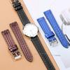 Leather Bracelet Carbonfiber Grain Watchband 18mm 20mm Red Orange Blue Brown Stitching Watch Band 22 24mm Watch Strap for Seiko