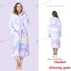 Thick Flannel Bathrobe for Women Winter Warm Fleece Robe Long Hooded Sleepwear Cozy Loungewear