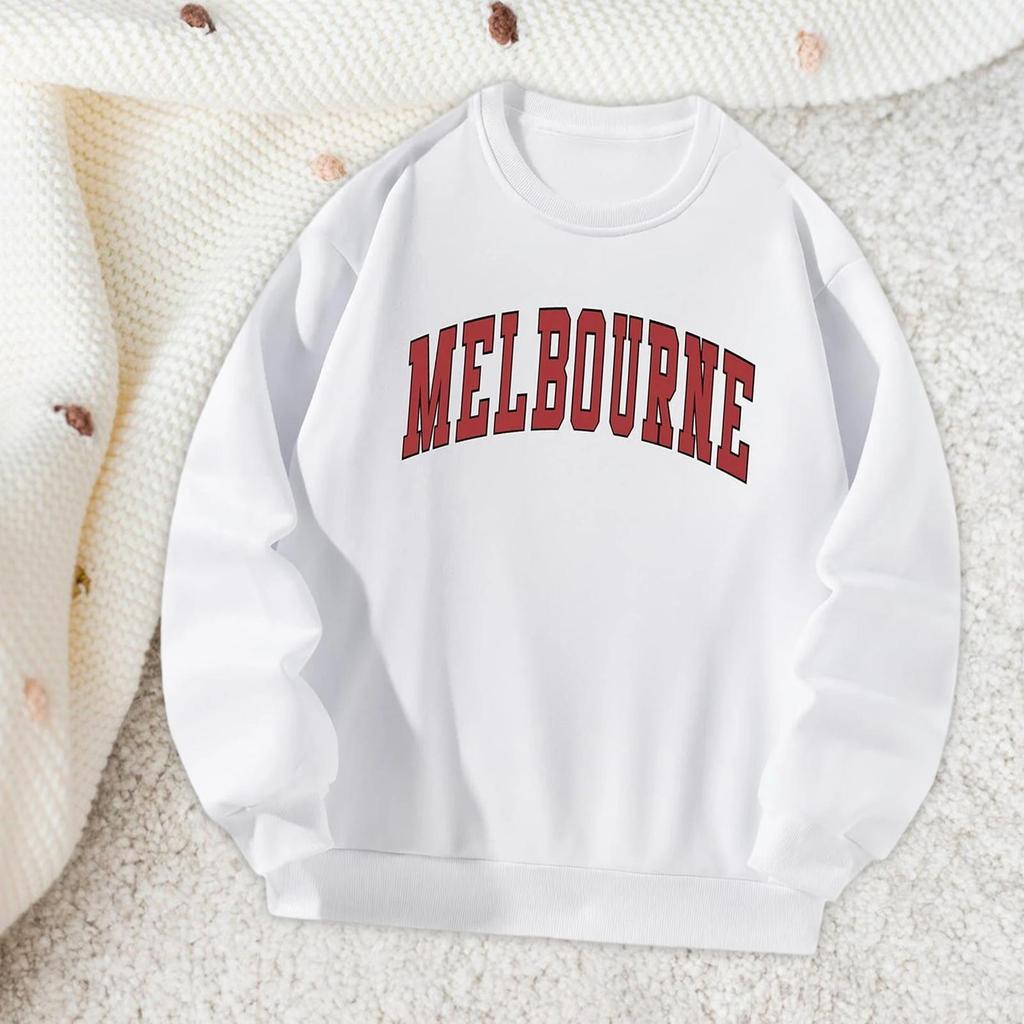 Women Sweatshirt Classic White Pullover Tops for Daily Wear Travel Going Out L