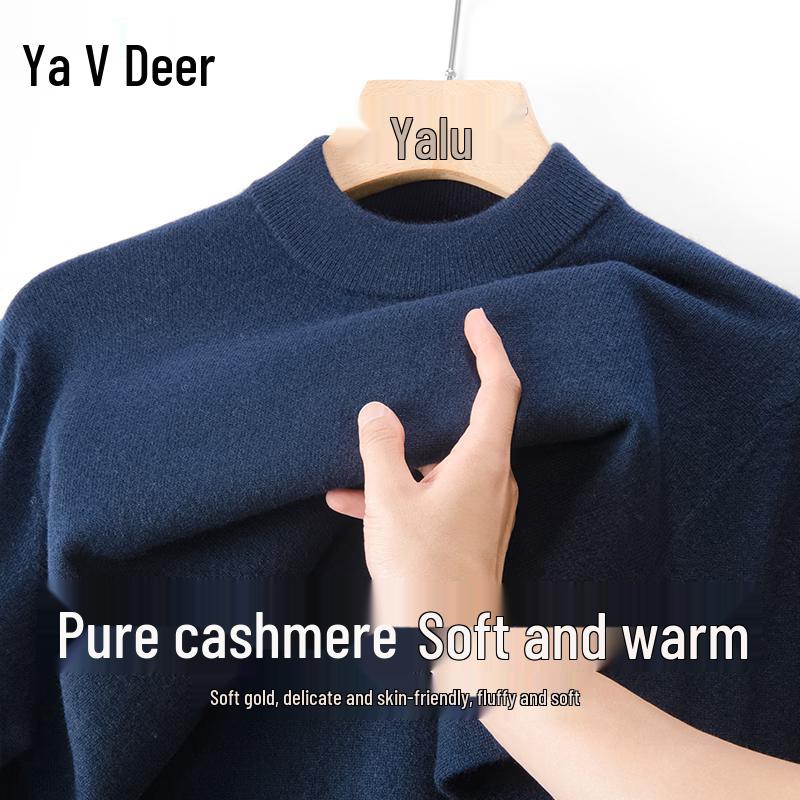 Yalu Men's Pure Cashmere Mock Neck Sweater
