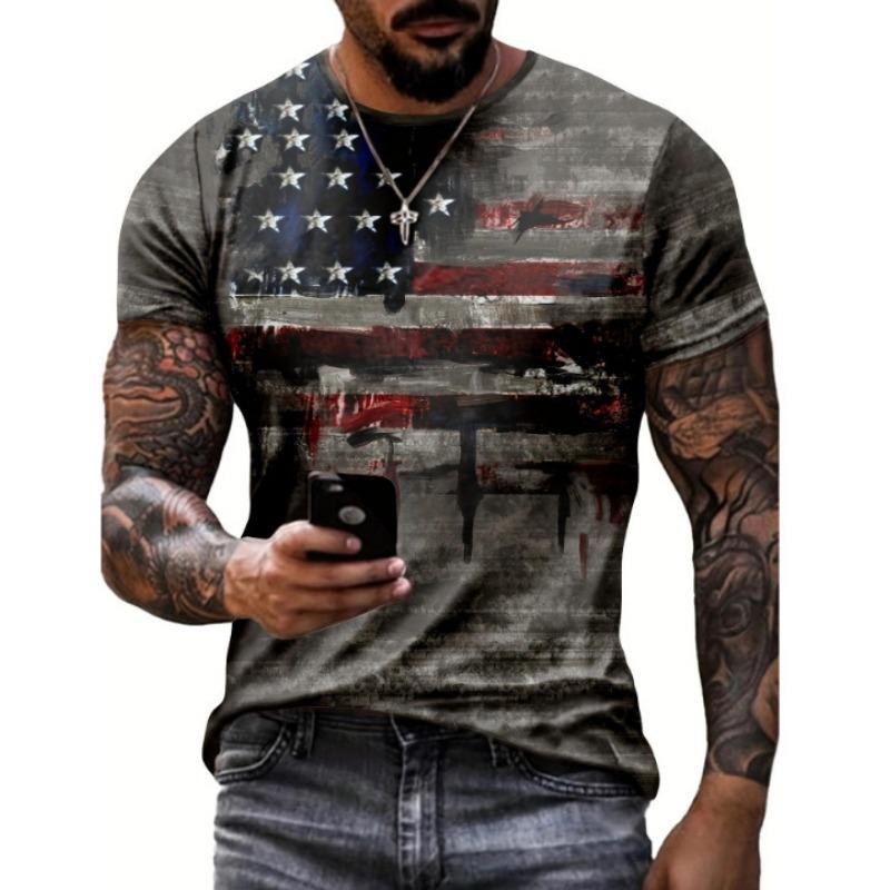 Street Hip-Hop T-Shirt Mode für Frühling Sommer Herren Freizeit Rundhals Kurzarm T-Shirt