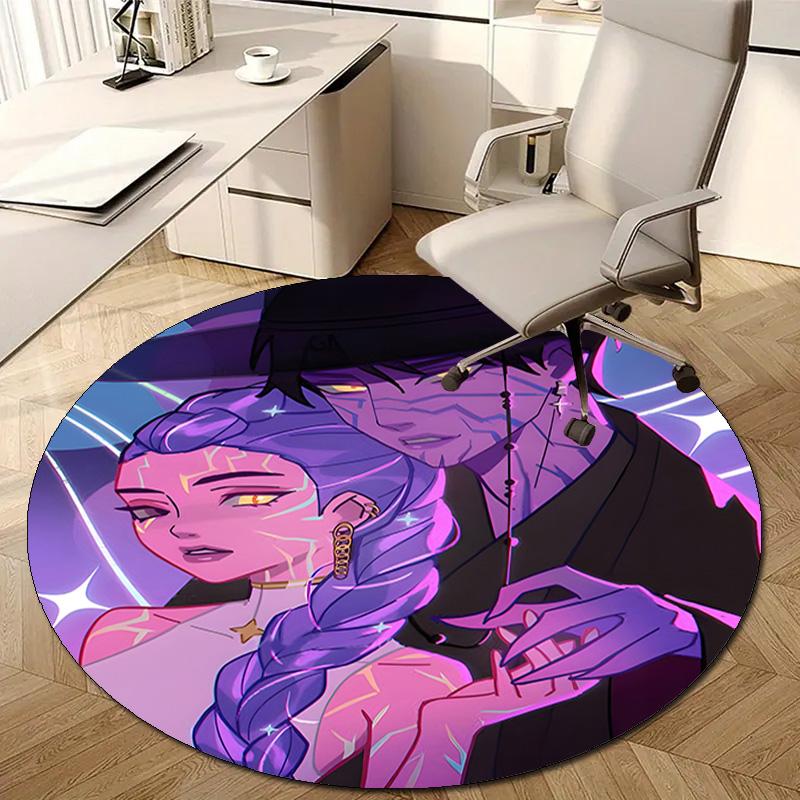 1pc KPop Demon Hunters18 Design Printed Area Round Carpet for Bedroom Living Room Home Decor Rugs Mat Non Slip Mat Rug for Bedside