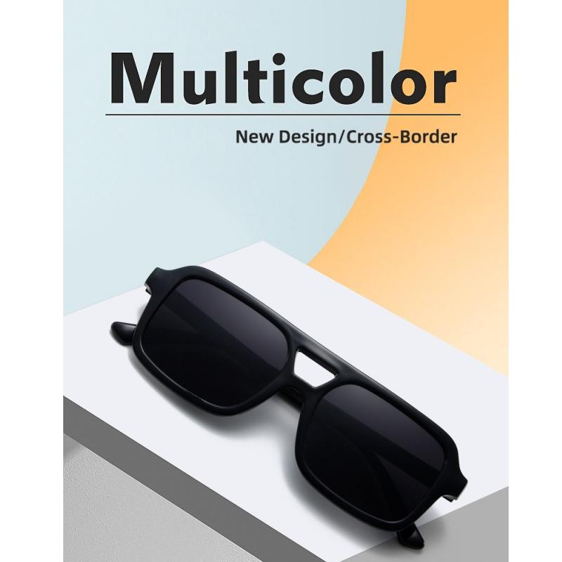 Women's sunglasses, men's and women's fashion square large-frame double-beam sunglasses