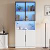 Vetrina minimalista con ante in vetro, luci LED, libreria per oggetti da collezione, temperatura colore e luminosità regolabili, bianco 80*30*200cm