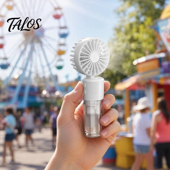 Talos Portable Handheld Misting Fan, 4 Speed Rechargeable Personal Mist Small Summer Cooling Fan with Water Spray for Travel Home Office