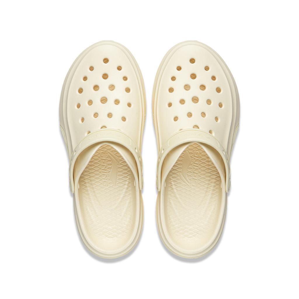 Li Ning Soda Simple Versatile Comfortable Breathable Shock Absorption Rebound Soft Lightweight Hole Shoes Unisex Shoes Milk-Cake-Yellow AGUW005-24