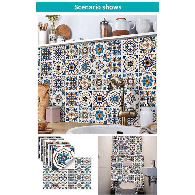 48PCS Self-Adhesive Anti-Oil Sticker Kitchen Stove High Temperature Tile Cabinet Waterproof Wall Sticker -S-B61B