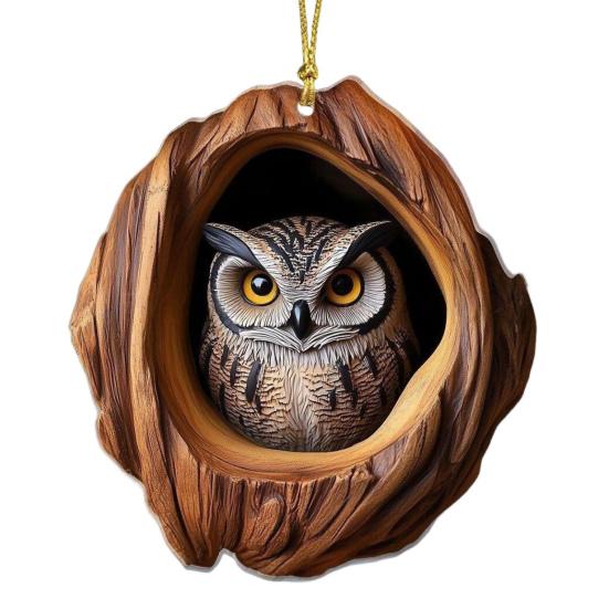 Animal Christmas Ornament 2D Flat Forest Animal Xmas Tree Ornament Acrylic Hanging Woodland Pendant for Garden Tree Home Decor