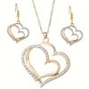 Sparkling Rhinestone Double-layer Hollow Heart-shaped Pendant Necklace Women's Temperament Versatile Jewelry Set