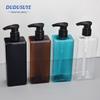 In Stock: 500ML Press-Type Flat Square Shower Gel & Lotion Dispenser - PET Plastic Shampoo Bottle