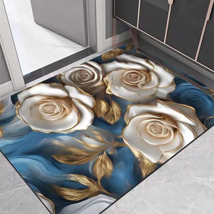 Elegant 3D Printed Memory Foam Bathroom Mat with Non-slip Design