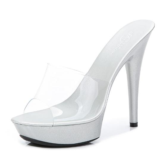 Fashion Patent Leather Mules Women Slippers Sandals Sexy Party Shoes Luxury Comfortable Summer Fashion 13cm