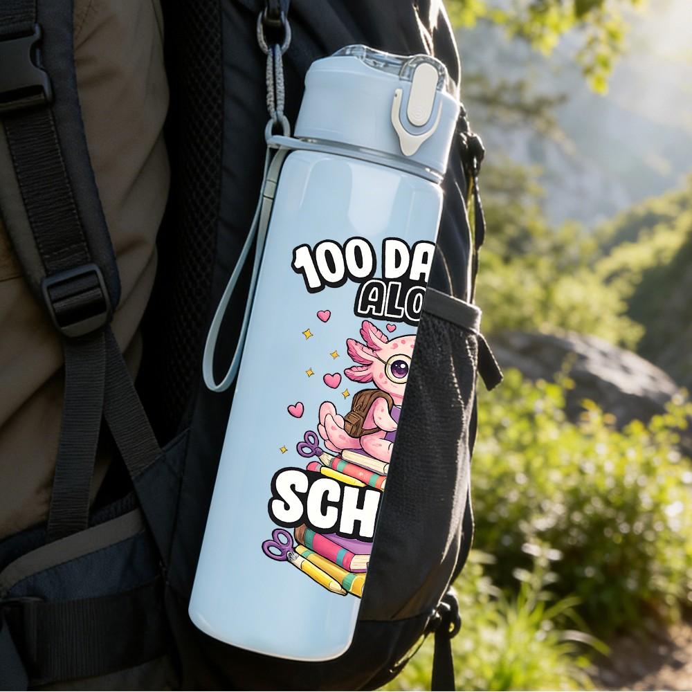 1PC Girls First Day Of School Quote 750ml Color Plastic Sports Water Bottle Leakproof Flip Straw Lid Suitable for Sports Office Home Use