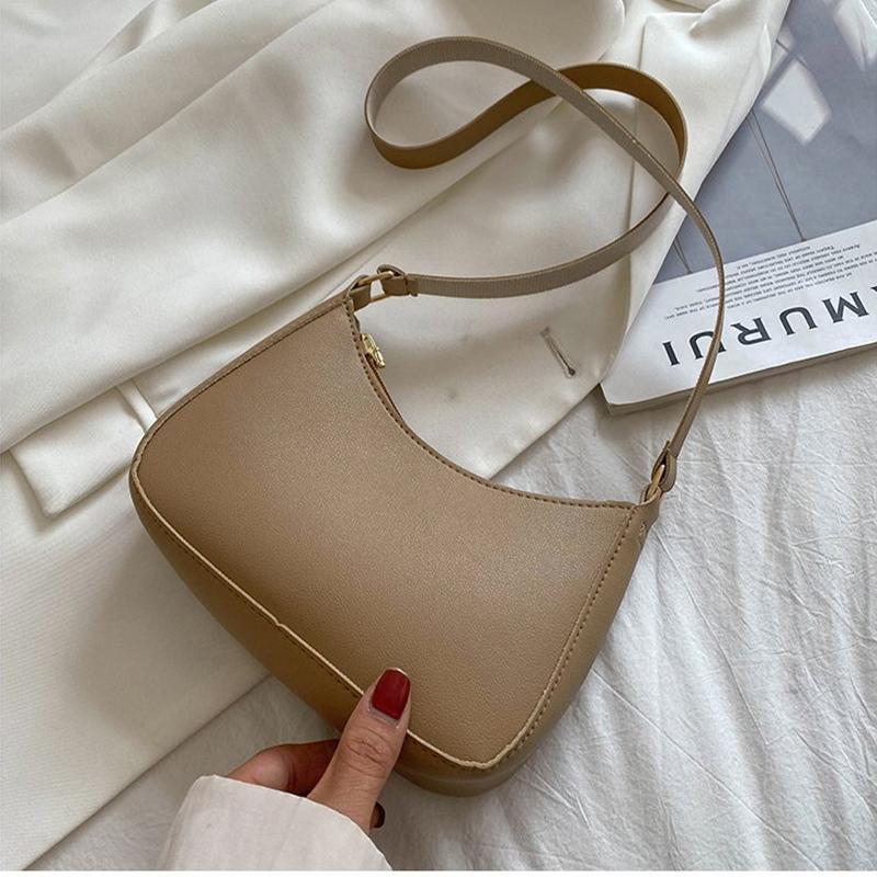 Fashion Casual Solid Color Shoulder Bag For Women High Quality PU Leather Underarm Bag