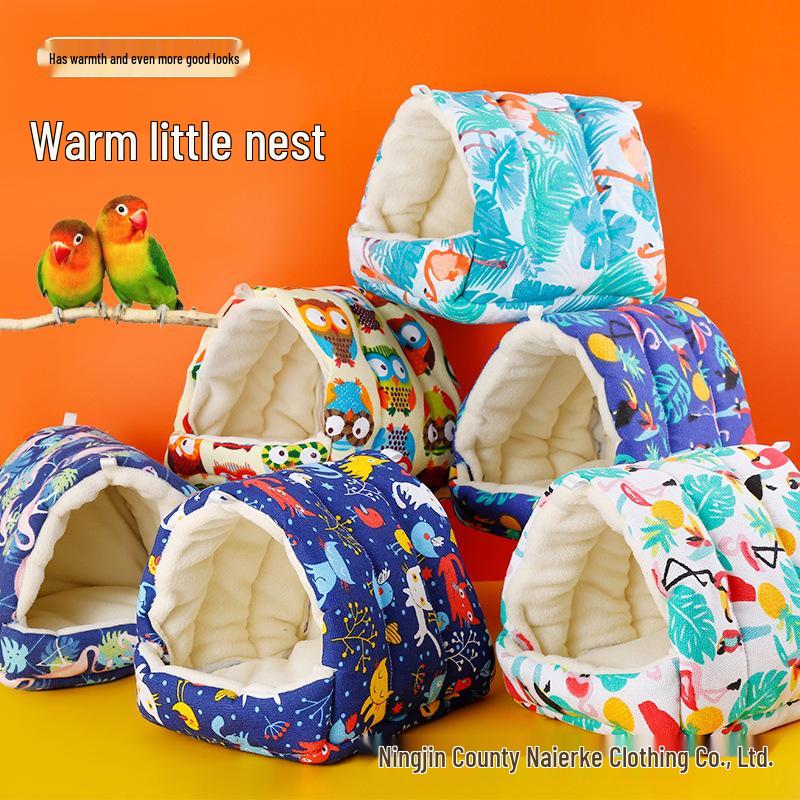 Warm Tiger Skin Bird Nest: Fleece-Lined Winter Hammock for Cockatiels