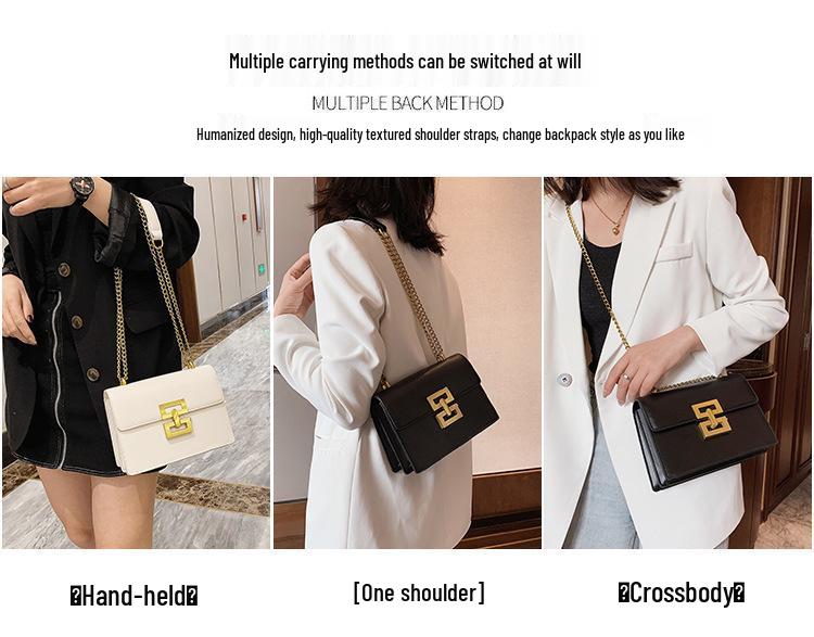 Trendy Retro Women's Single-Shoulder Chain Bag with Lock Buckle