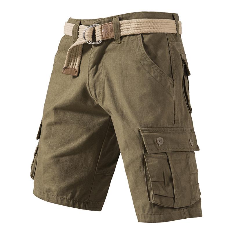 Men's Summer Plus Loose Casual Shorts with Multiple Pockets and Workwear, Cropped Pants