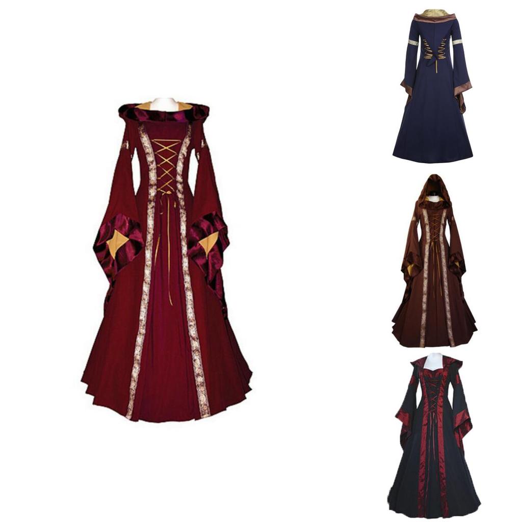 Elegant Vintage Masquerade Party Dress Women's Gothic Medieval Costume