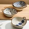 700ml Ceramic Salad Bowl With Handle Kitchen Soup Noodle Bowl Pasta Fruit Bowls Japanese Tableware Microwave Oven Bakware Pan