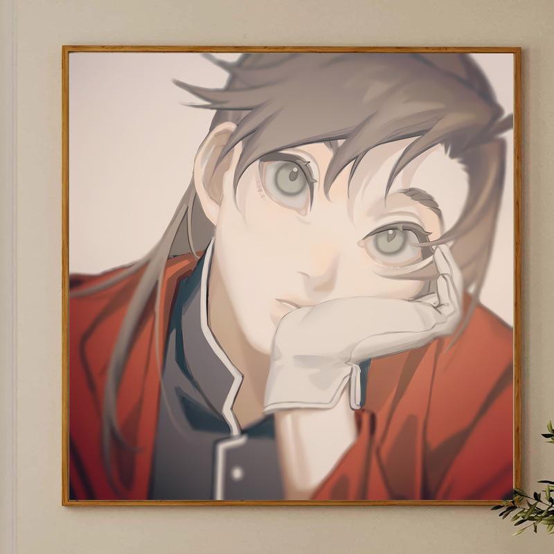 Edward Elric Casual Style Large Self-Adhesive Oil Canvas, Unframed HD Sunset Scenery from Fullmetal Alchemist