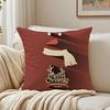 Warm Festive Christmas Red Collection Art Cushion Cover Linen Pillowcase Soft  for Sofa Bed Home Room Decor