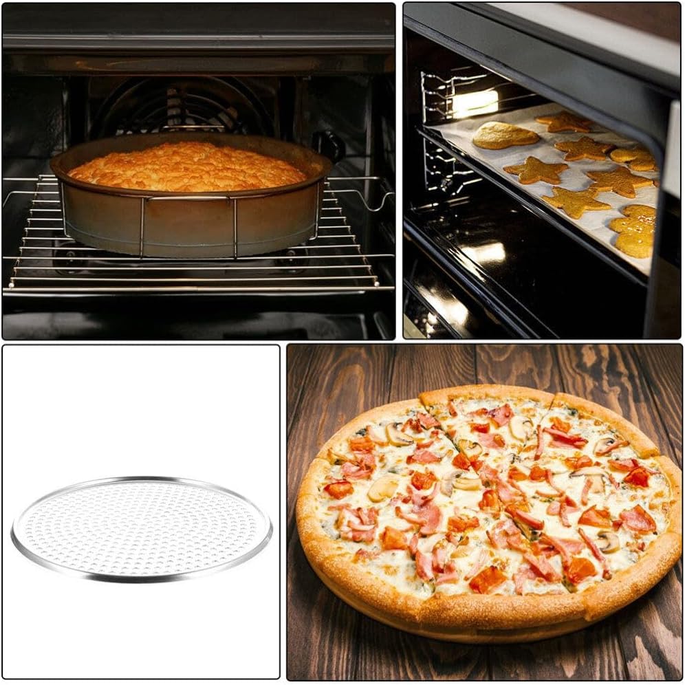 HANABASS Pizza Pan with Holes 16 Inch Stainless Steel Mesh Tray Screen Baking Pan Nonstick Round Crisper Tray Bakeware for Oven Homemade Pizza