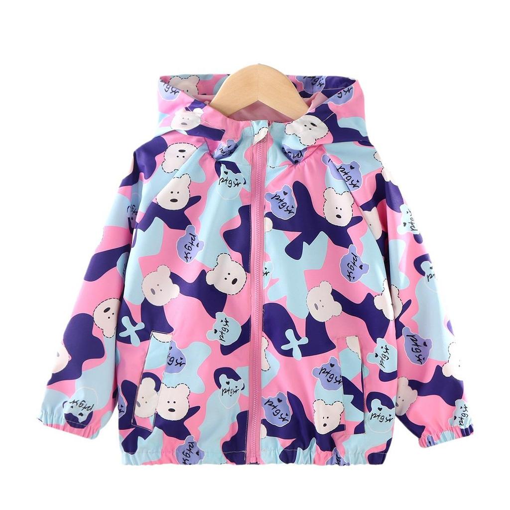 Kinder Wasserdichte Windjacke mit Kapuze für Jungen und Mädchen - Outdoor Wanderjacke, Modische Frühlings-/Herbst-Cardigan-Oberteil.