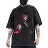 Anime Demon Slayer Kokushibo T-shirt for Men Clothing Tops Vintage Washed Cotton T Shirt Oversized Short Sleeve Graphic Tees