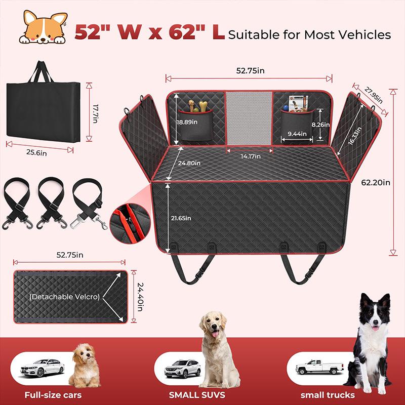 Waterproof Dog Car Seat Cover with Detachable Board - Scratch & Dirt Resistant