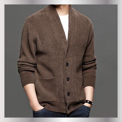 New Sweater Men's, Knitted Sweater Cardigan Loose Top Trendy Men's Thread Clothes Autumn and Winter Thickened Coat
