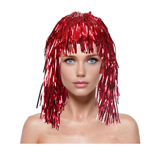 Foil Tinsel Wigs And Fancy Dress Costume Disco Themed Fringe Outfit with Elastic Waist Metallic Cosplay Dance Supplies