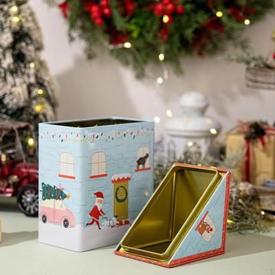 Різдвяна коробка для цукерок, жерстяна банка, декор для святкового подарунка, велика банка з кришкою