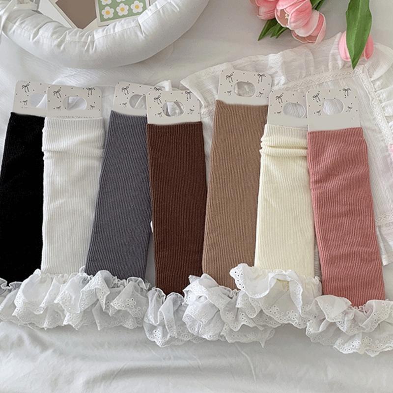 Girls Lolitas Knit Long Socks Ruffle Flared Leg Warmers Harajuku Bootie Socks Spring Summers Warm Ankle Heap Socks