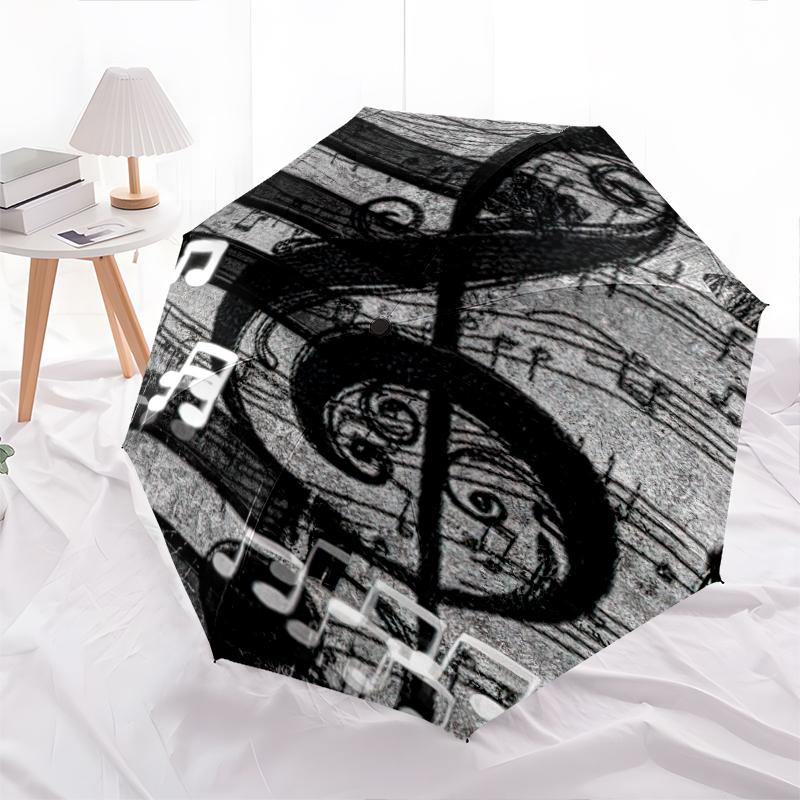 1PC Musical notes Umbrella Portable Folding Umbrella Iron Frame Hole Bone Structure Outdoor Home Umbrella A3