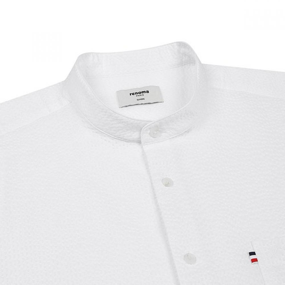 Renoma Cotton Sucker Solid China Collar Shirt Rpssg1003 Wh