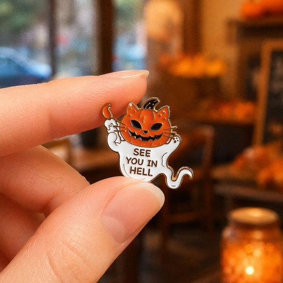 Halloween Cartoon Ghost Brooch, Spooky Pumpkin Tombstone Lapel Pin, Clothes Backpack Bag Decoration Accessories, Holiday Party Gift