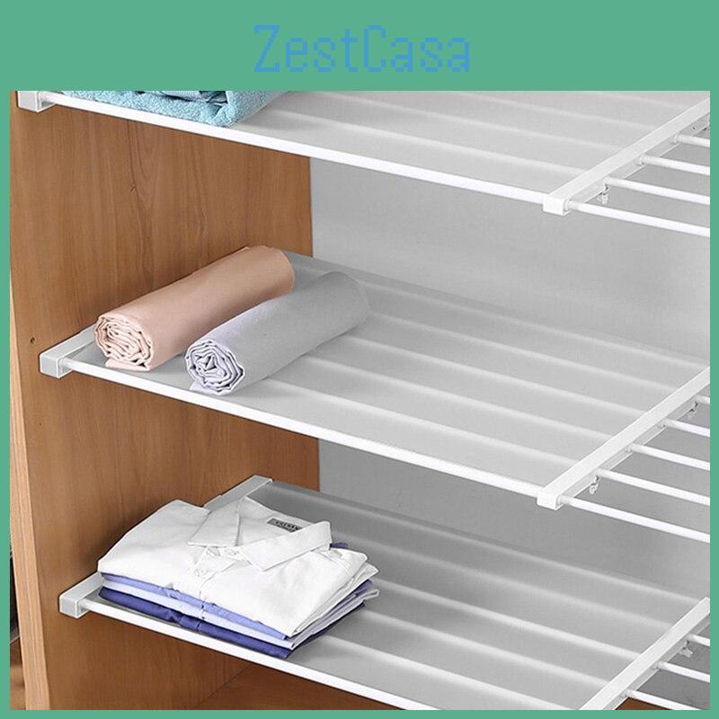 Wardrobe Cabinet Shelf Holder Adjustable Closet Organizer Storage Shelf Wall Mounted Kitchen Rack Space Saving Organizer