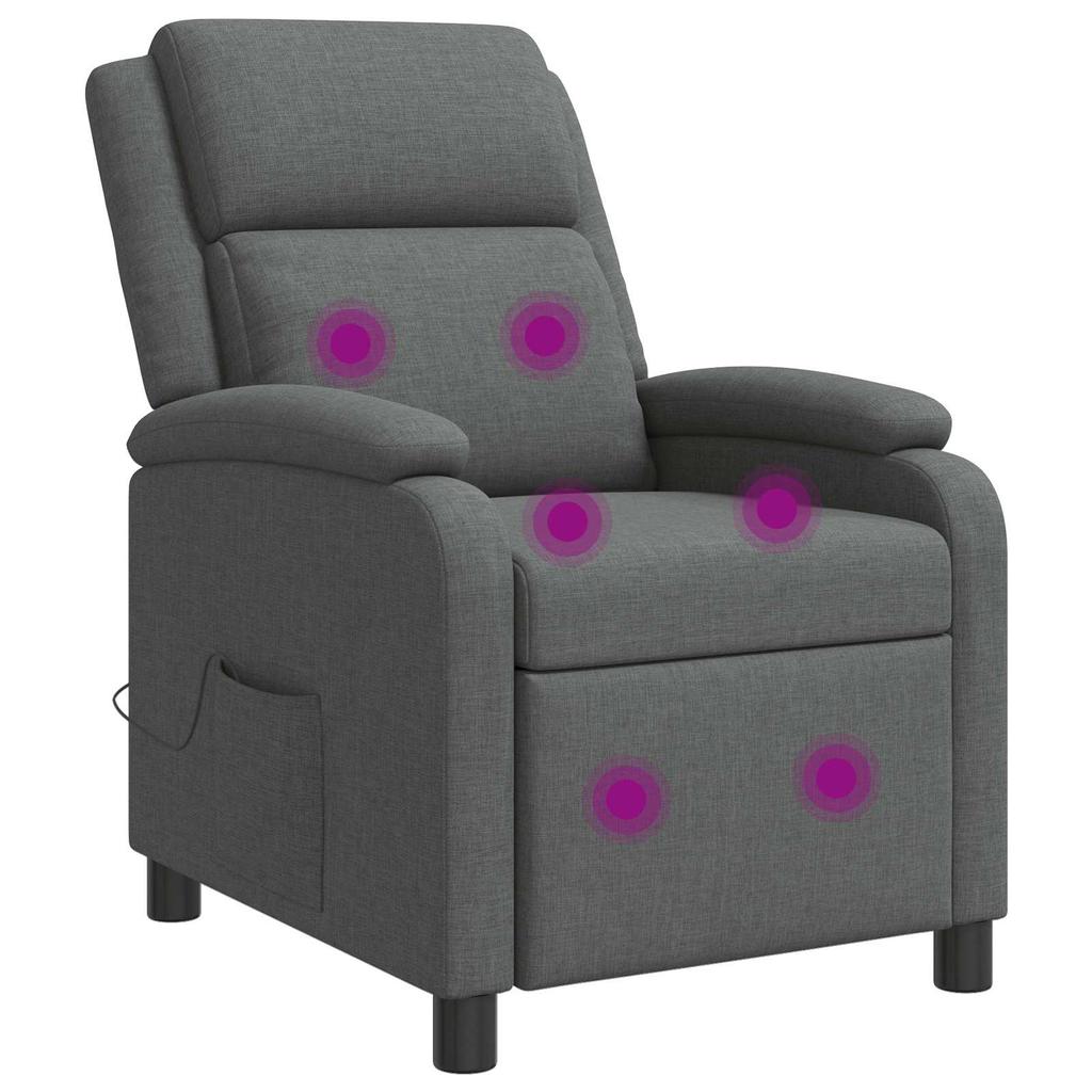 Massage Recliner Dark Gray Fabric
