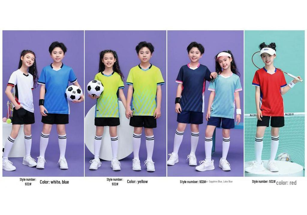 Summer Kids' Sports Uniform Set for Boys & Girls - Short Sleeve Jersey for Football & Badminton Training