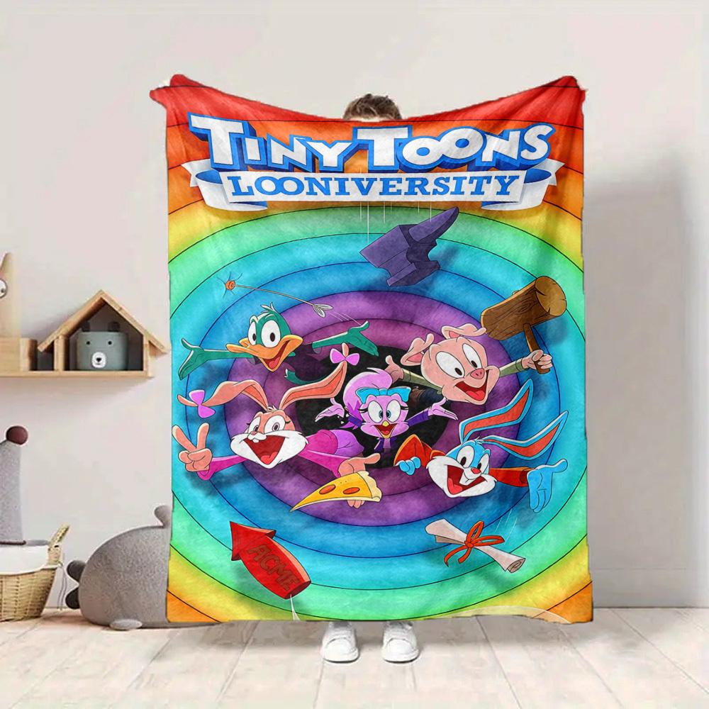 1pc Tiny Toon Adventures Flannel Throw Blanket - HD Printed Lightweight Soft Warm All-Season Blanket for Sofa, Bed, Travel007