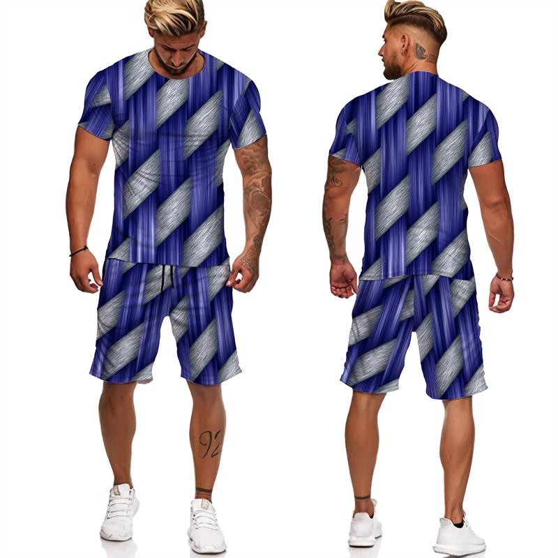 Chándales con estampado abstracto para hombre, camisetas/pantalones cortos/conjuntos con estampado geométrico 3D, ropa informal estilo Hip Hop, trajes de 2 piezas Harajuku para parejas