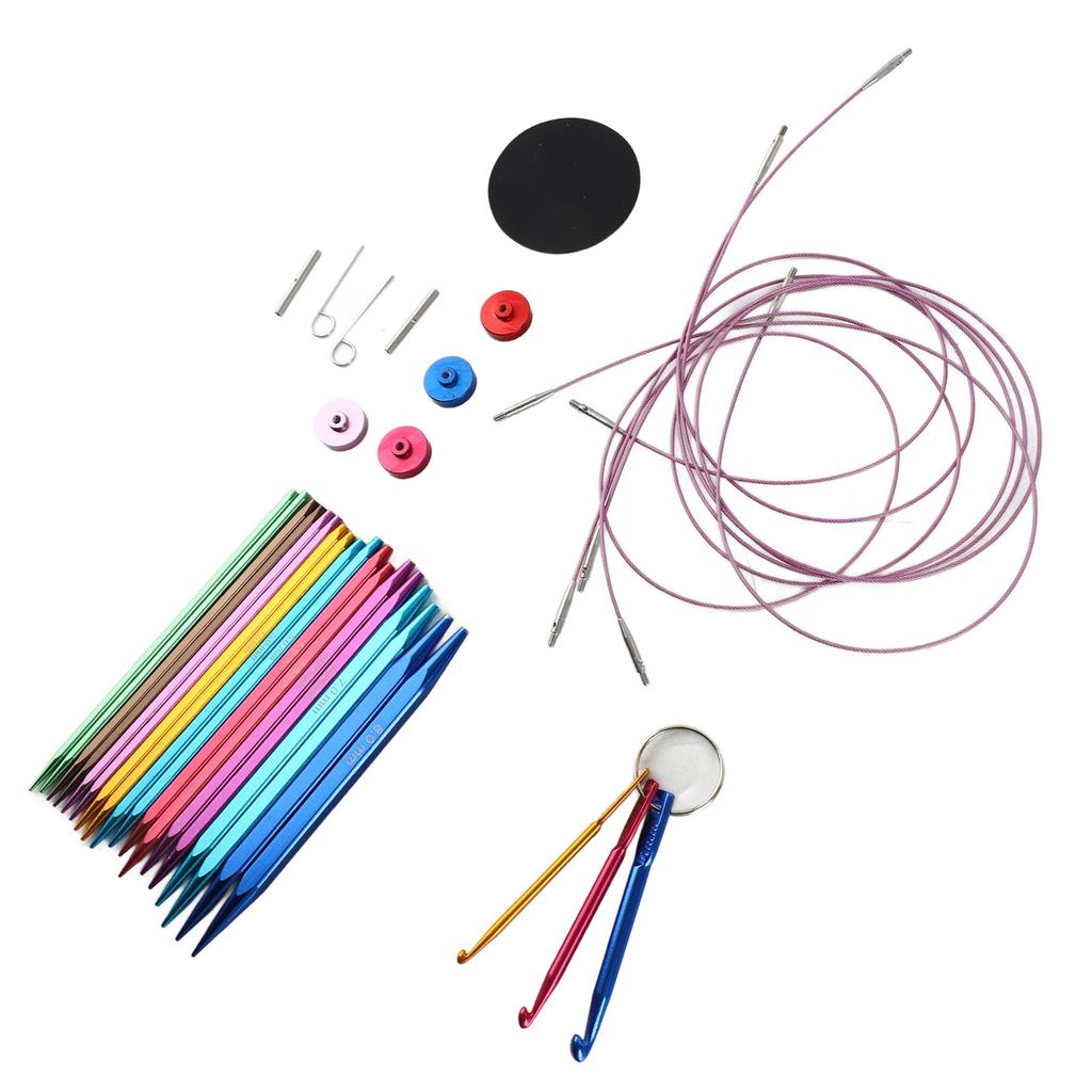 9 Pairs Circular Knitting Needle Set 3.5‑8mm Colorful Square Aluminum Circular Knitting Needles with 40‑100cm Cables