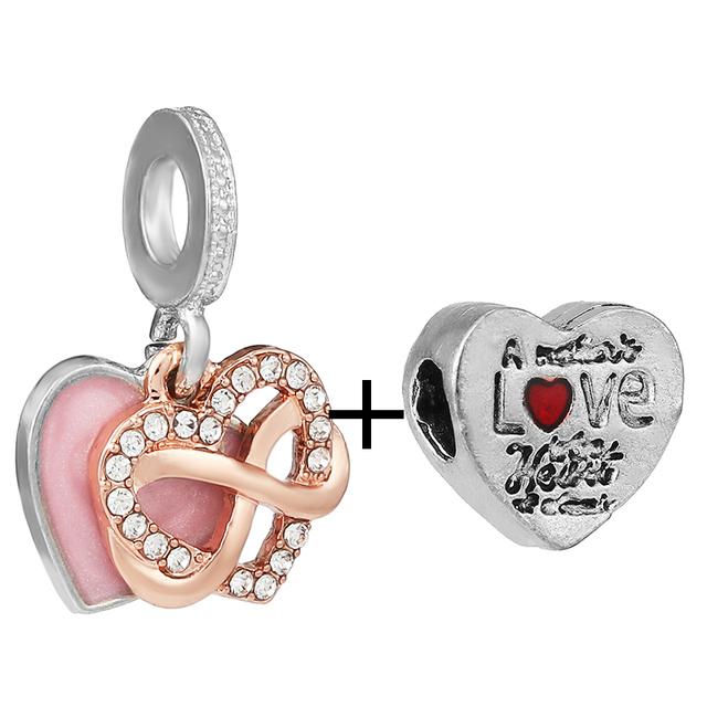 2pcs /Lot New Trend Crown Feather Zircon Hollow Leaves Beads Fit Original Brand Charms Silver Color Bracelets Women Diy Jewelry