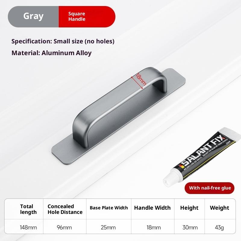 Aluminum Alloy Handle Glass Sliding Door Window Drawer Wardrobe Drill-free Push-pull Bathroom Sticker Door Handle